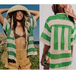 WE THE FREE DEL MAR CABANA SHIRT COVER UP GREEN S